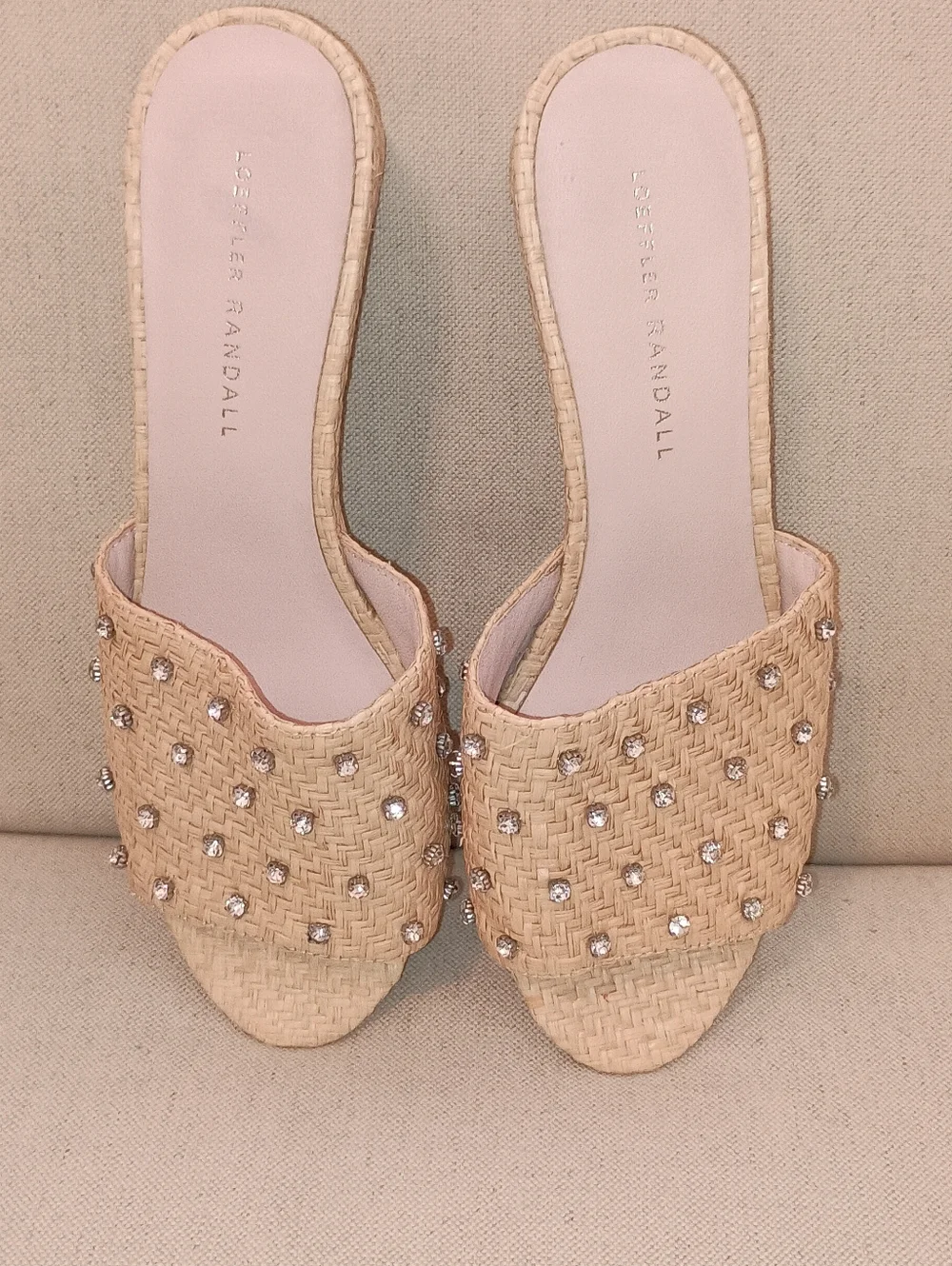 Loeffler Randal Twilly Wedge Slides Natural Straw Raffia Size 8.5 - Picture 6 of 13
